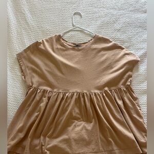 Zara Beige Flowy Peplum Top
